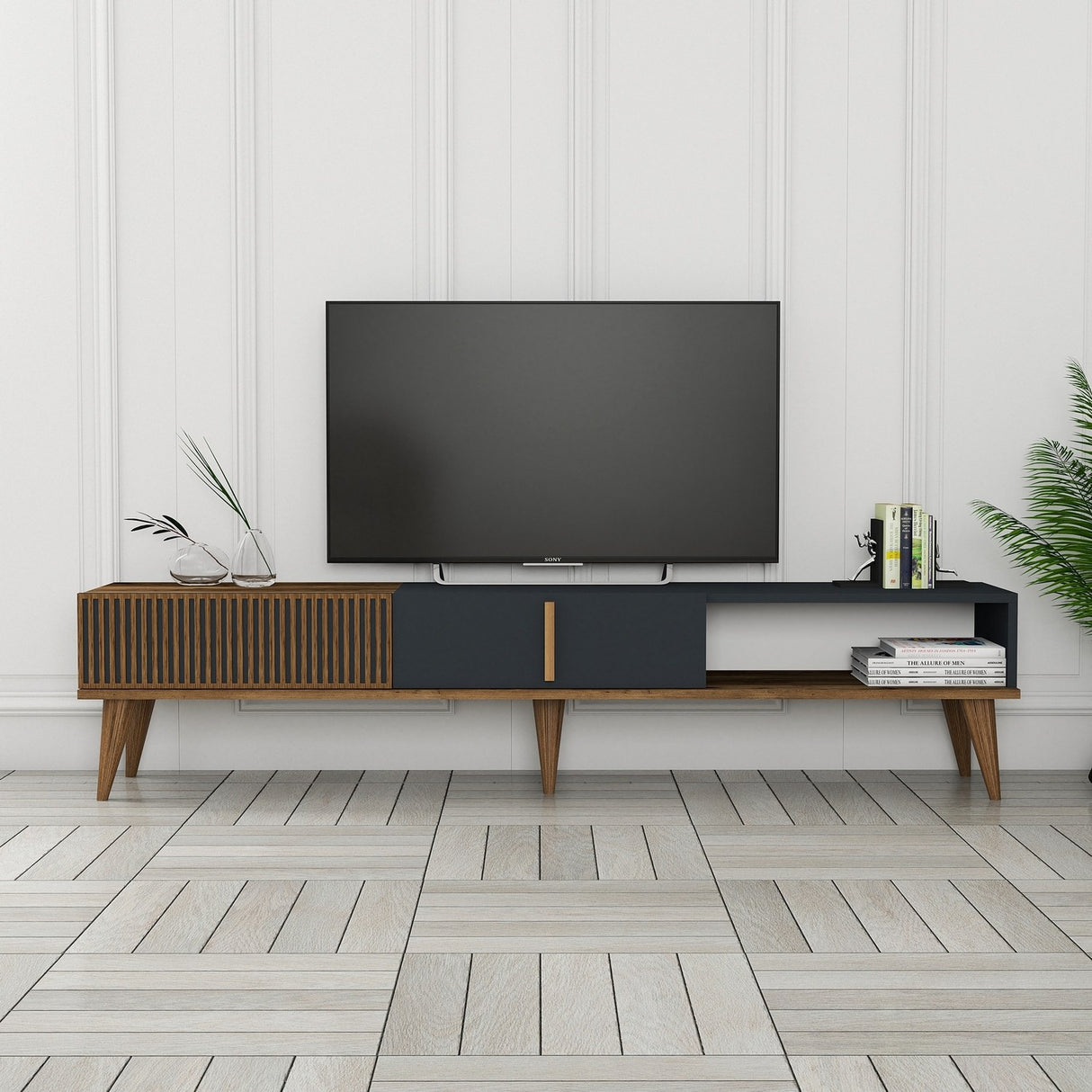 TV Møbler Milan Alt Valnød Antracit Melamin 180x40x35 cm