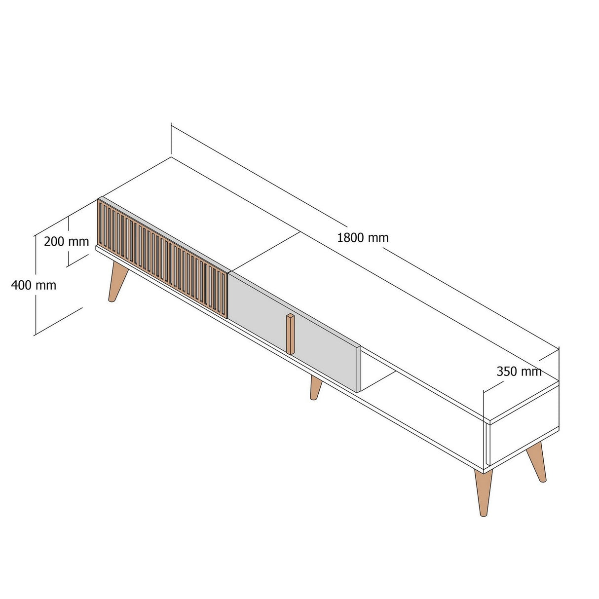 TV Møbler Milan Alt Valnød Antracit Melamin 180x40x35 cm