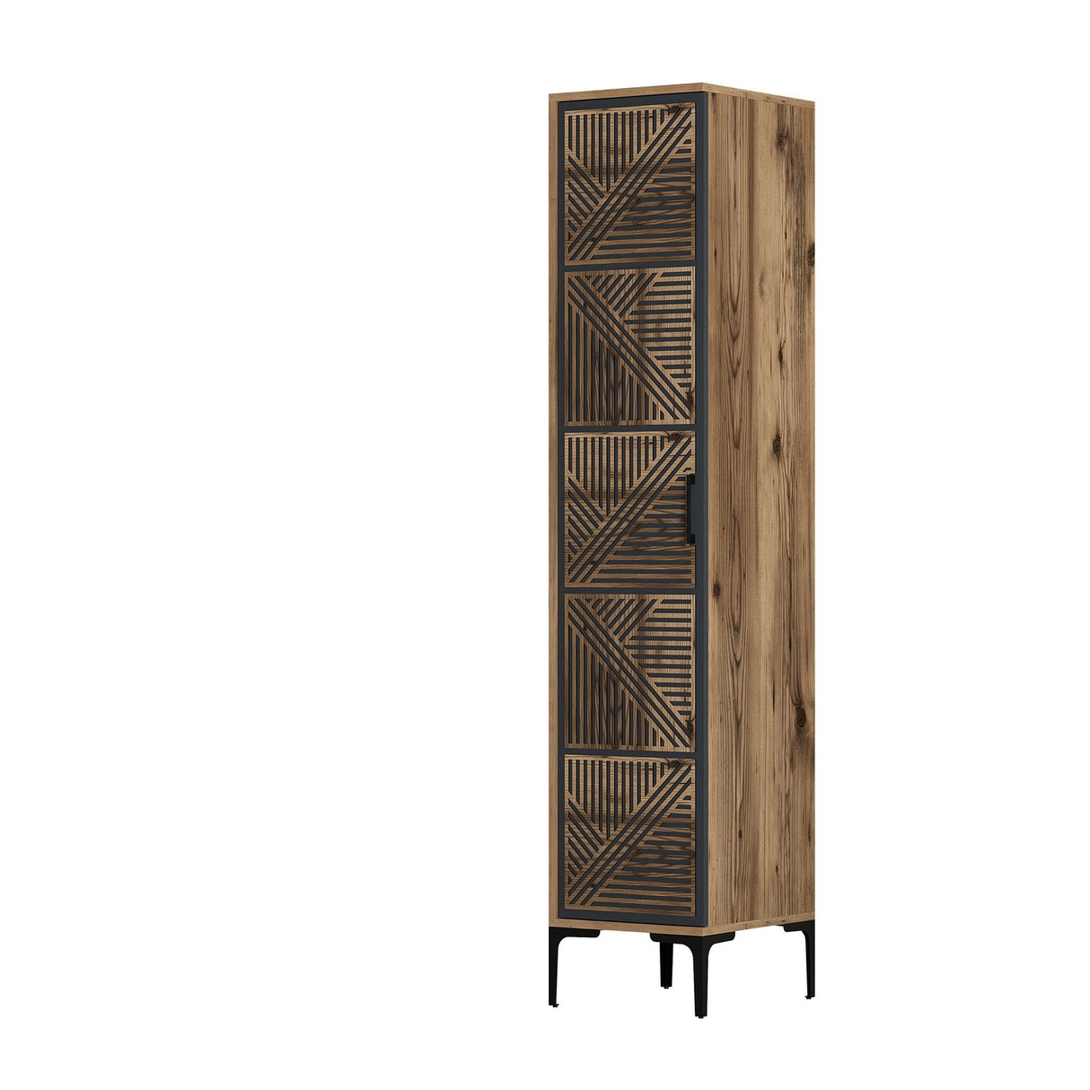 Kledingkasten - Kledingkast Kumual P Walnoot Antraciet Melamine 40x47,5x201,4 cm - Dimehouse