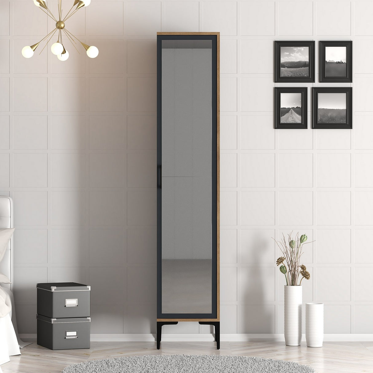 Garderobe Kumual R Valnød Antracit Melamin 40x47,5x201,4 cm