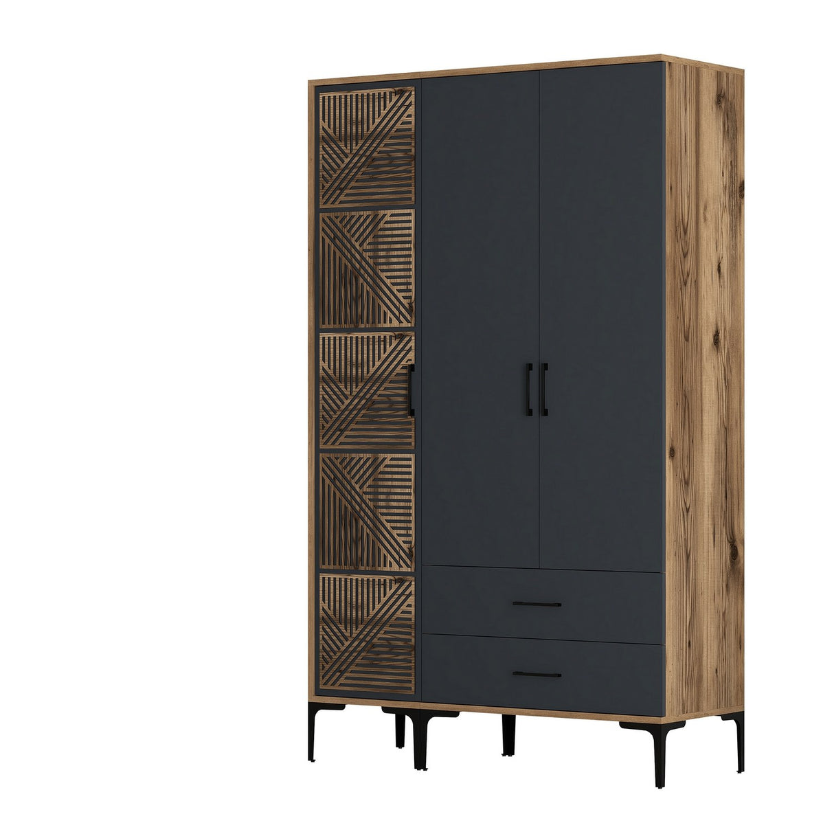 Garderobe Kumual PT Valnød Antracit Melamin 120x47,5x201,4 cm