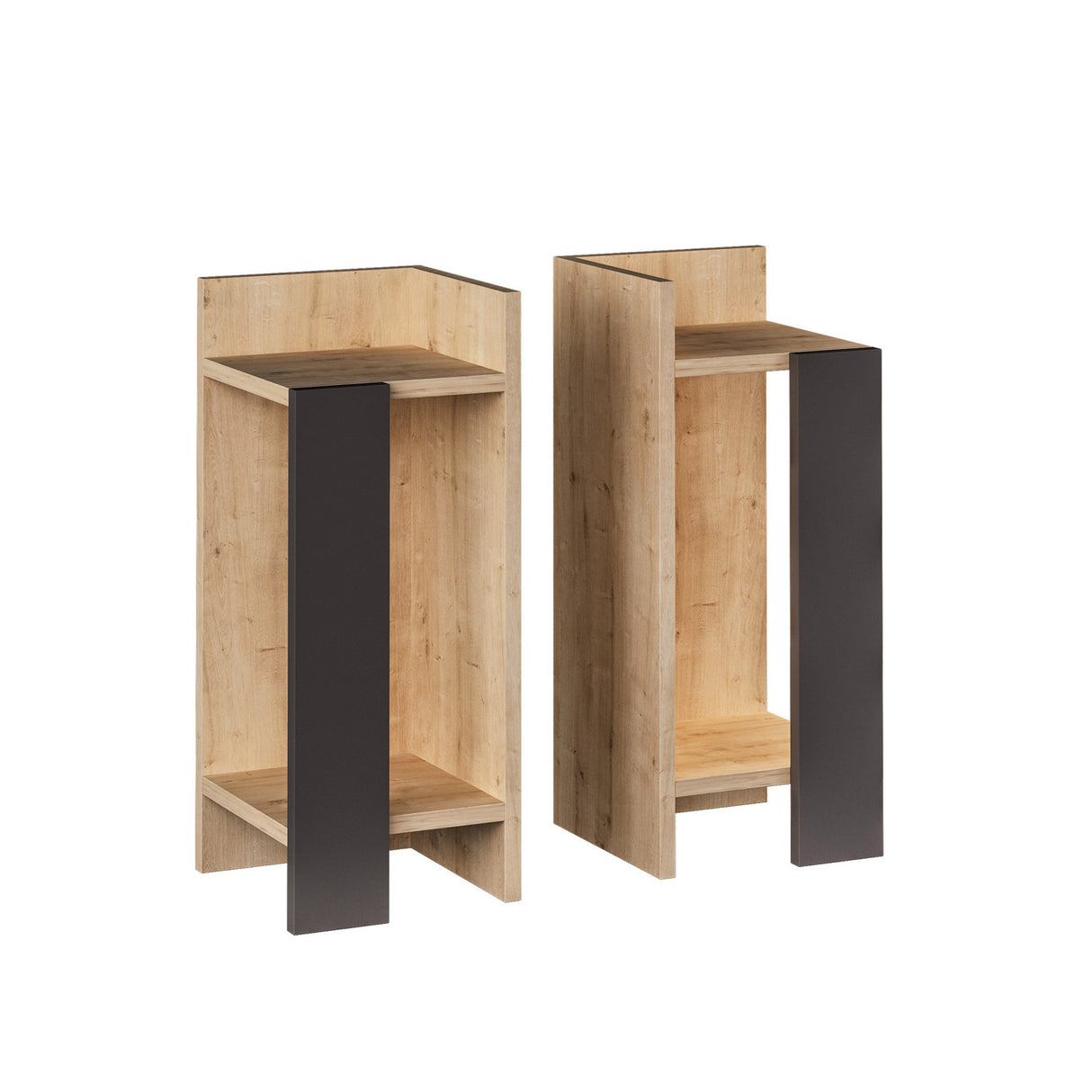 Sengebord Sæt med 2 stk Elos Eg Antracit Melamin 25x60x27 cm