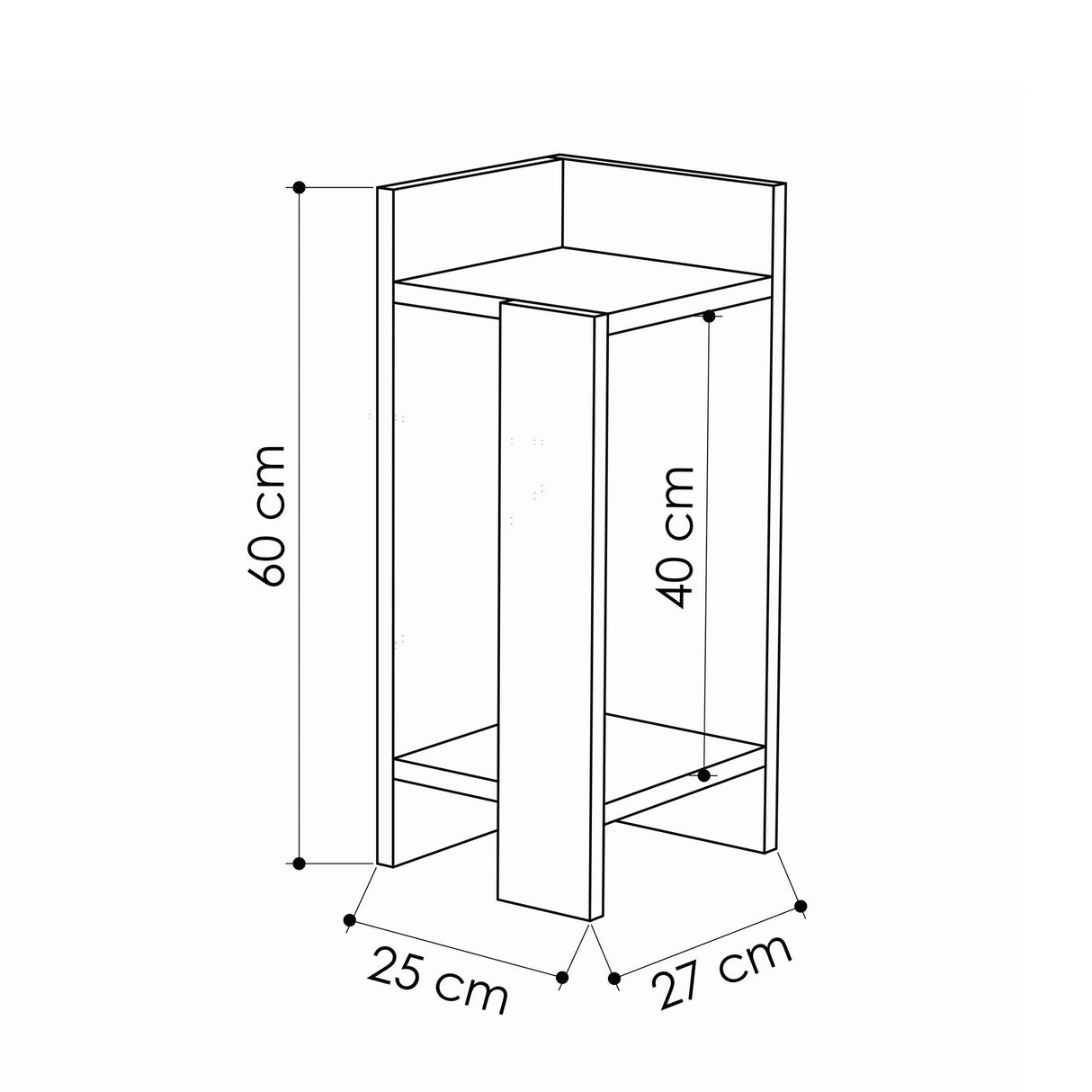 Sengebord Sæt med 2 stk Elos Eg Antracit Melamin 25x60x27 cm