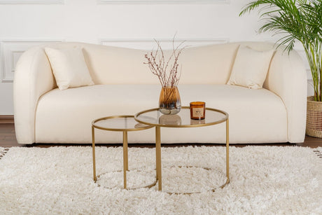 Moderne Rundt Sofabord Sæt af 2 Uru Guld - Bronze Glas - 60/42 cm