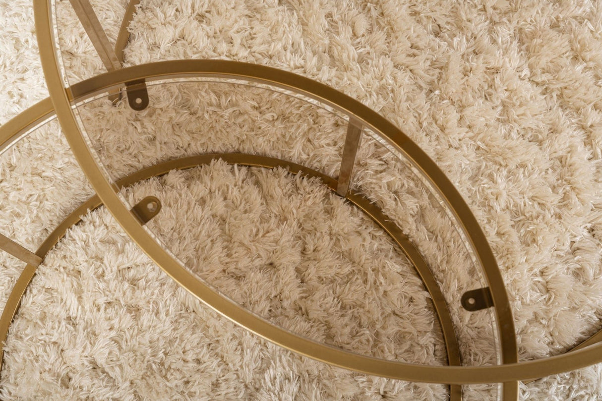 Moderne Rundt Sofabord Sæt af 2 Uru Guld - Bronze Glas - 80/60 cm