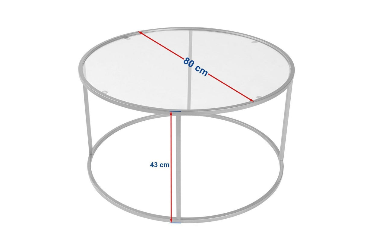Moderne Rundt Sofabord Uru Sort - Gråt Glas - 80 cm