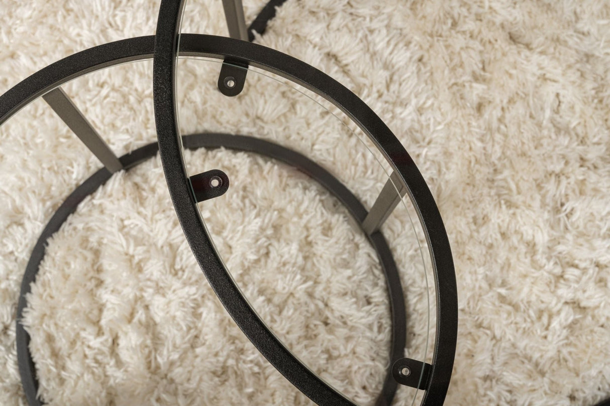 Moderne Rundt Sofabord Sæt af 2 Uru Sort - Transparent Glas - 60/42 cm