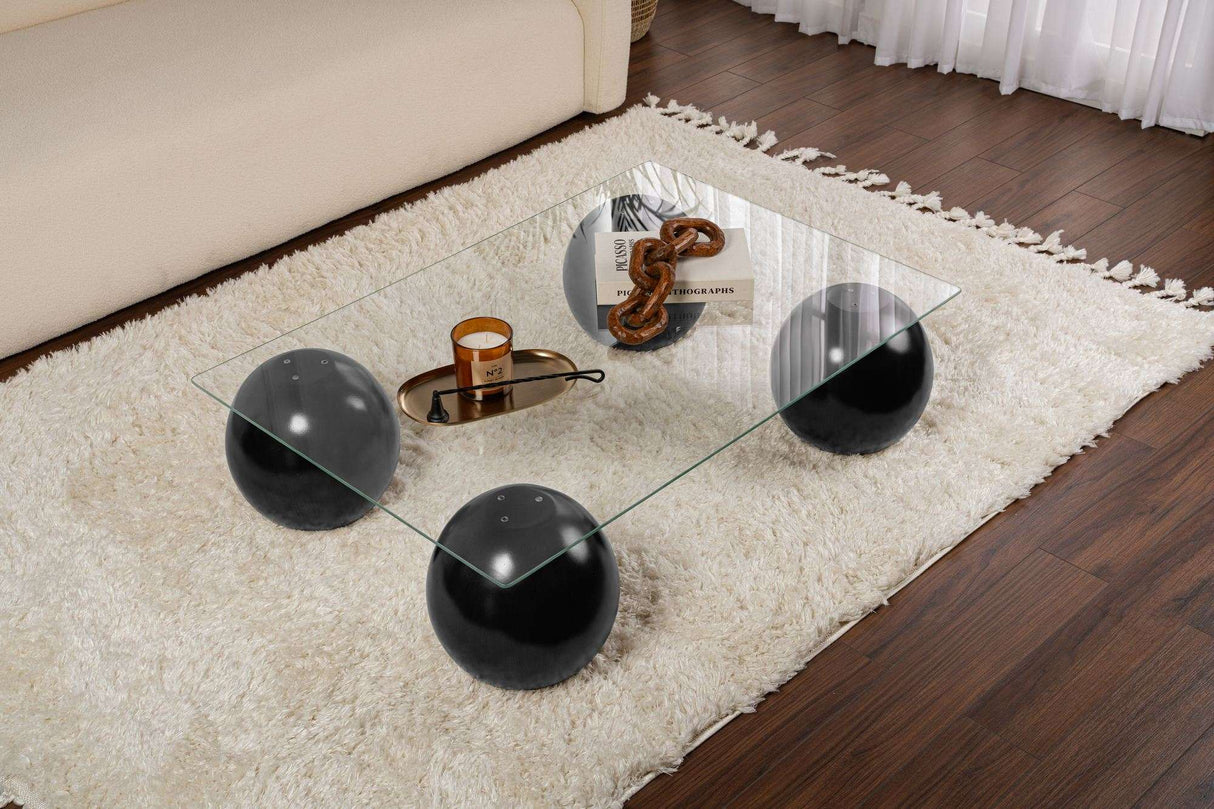 Salontafel Sera zwart transparant gehard glas 110x75x30 cm Black Transparent Tempered glass