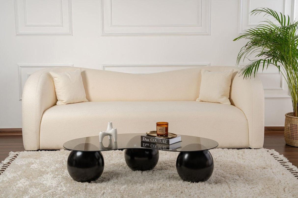 Sofabord Sphere 120x70x30 cm Sort Grå Tempereret glas