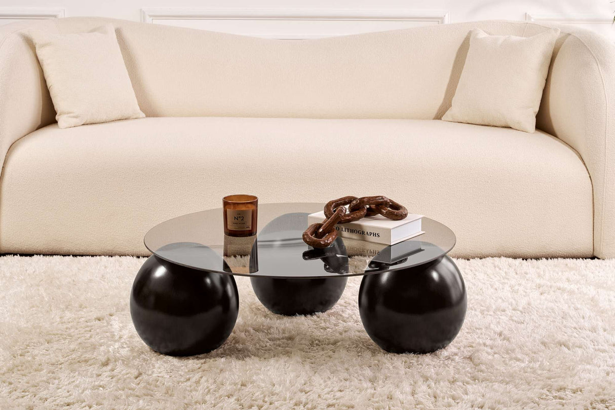 Salontafel Miro Gehard glas Zwart Grijs 85x85 cm Black Grey Tempered glass