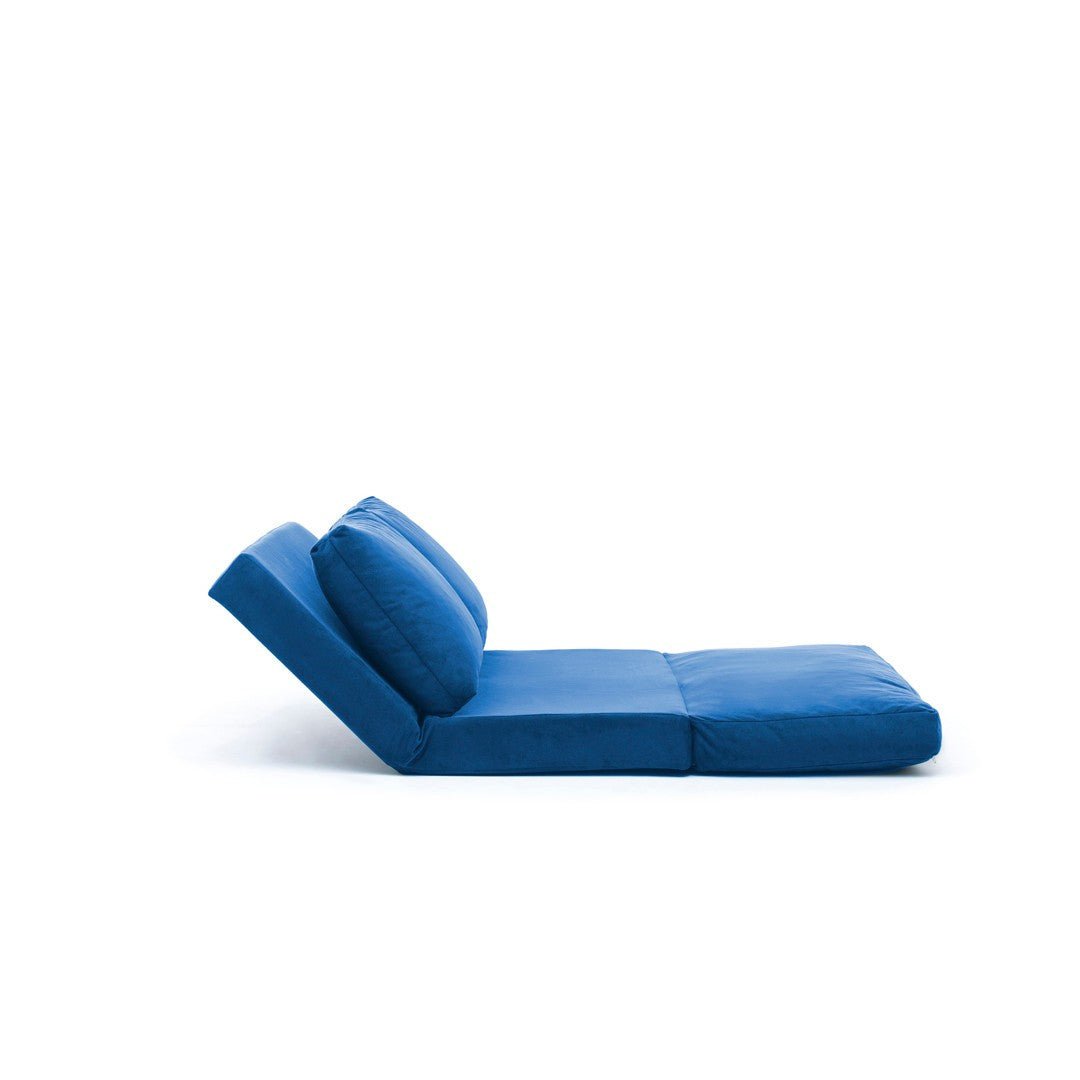 Banken - Slaapbank Japandi blauw stof 2 - zits - lage rug en verstelbaar - Taida - Dimehouse