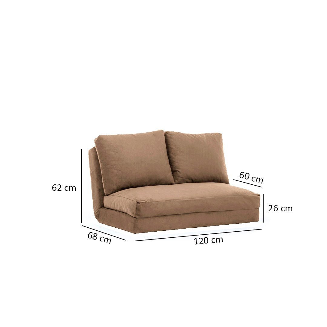 Sovesofa Japandi kamelbrunt stof 2-personers - lav ryg og justerbar - Taida