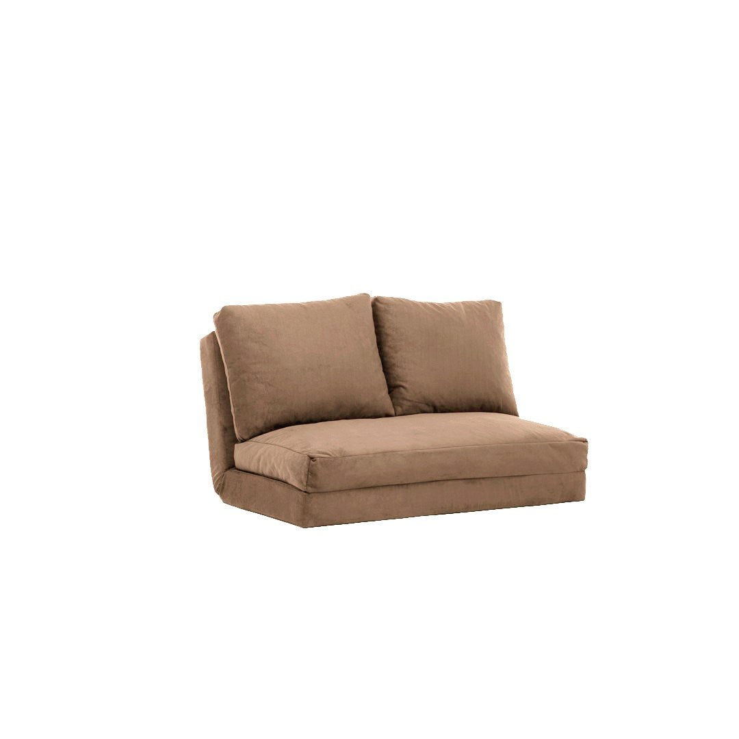 Sovesofa Japandi kamelbrunt stof 2-personers - lav ryg og justerbar - Taida