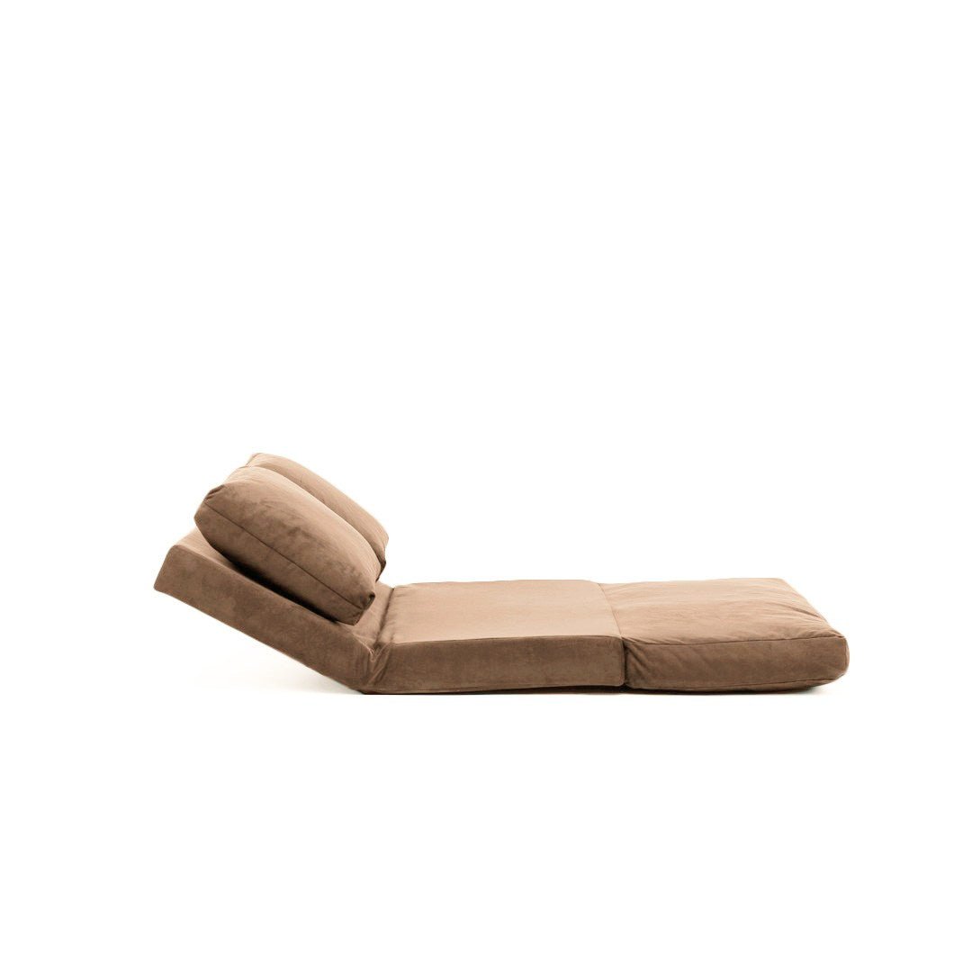 Sovesofa Japandi kamelbrunt stof 2-personers - lav ryg og justerbar - Taida