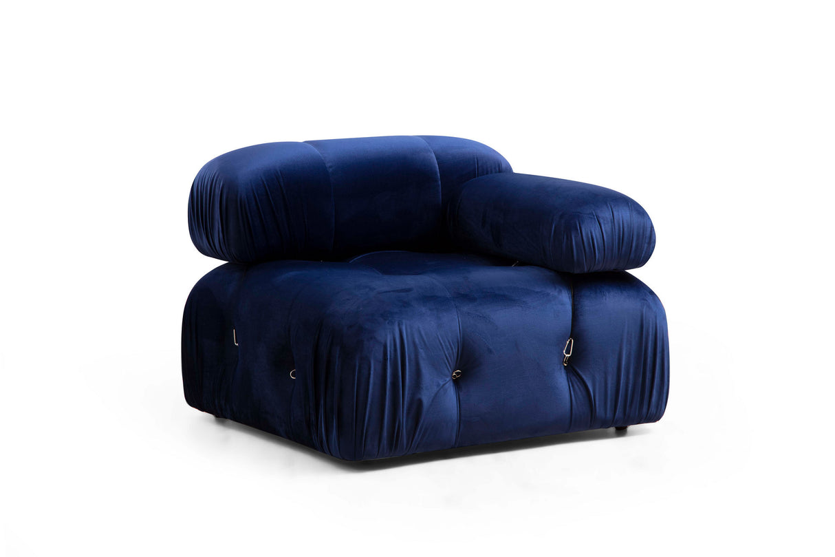 Banken - Modulaire XXL hoekbank Bubble met hocker - velvet blauw - Dimehouse