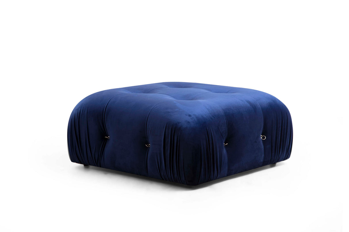 Banken - Modulaire XXL hoekbank Bubble met hocker - velvet blauw - Dimehouse