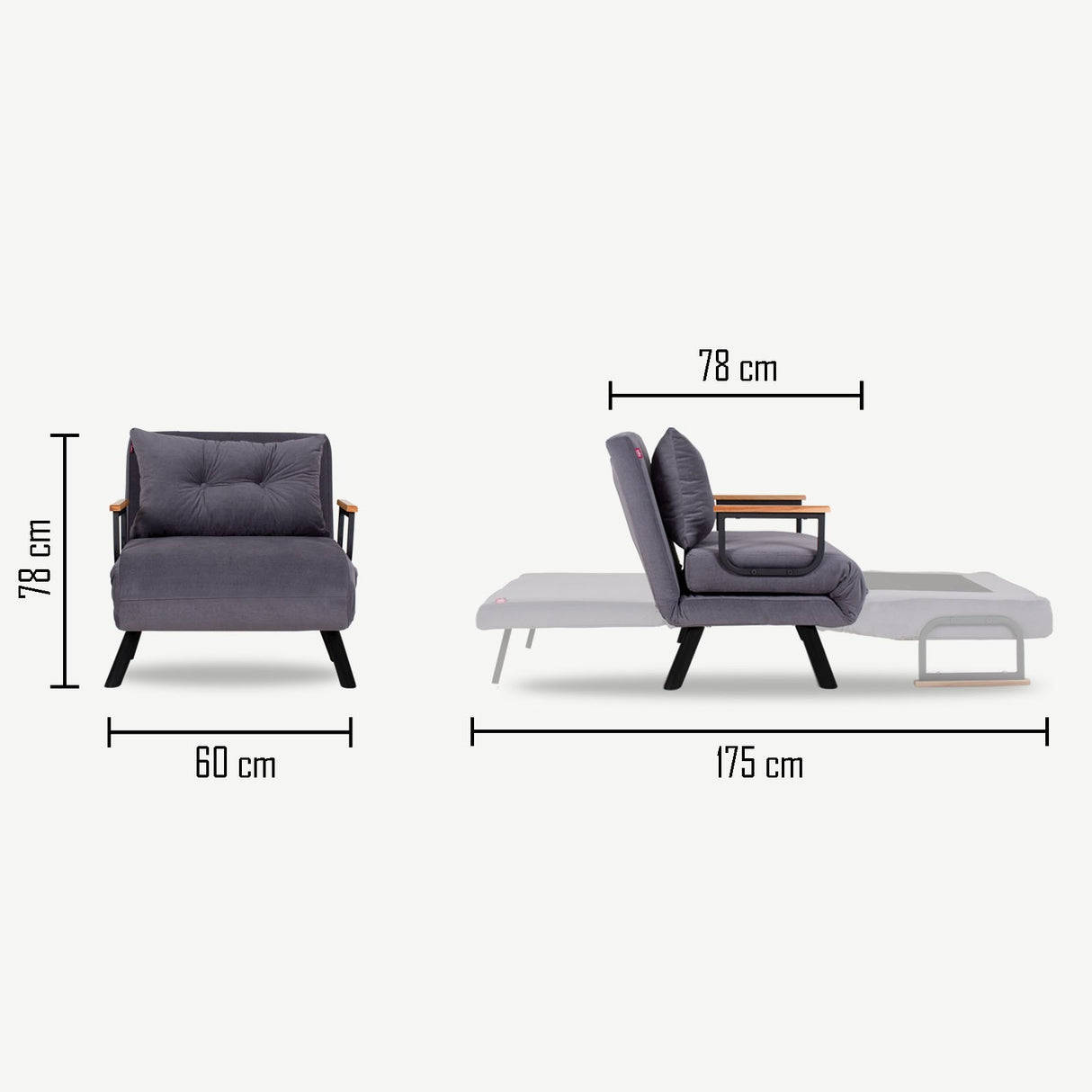 Fauteuils - Scandinavische slaapfauteuil Licht Grijs gemêleerde stof Sando - Dimehouse