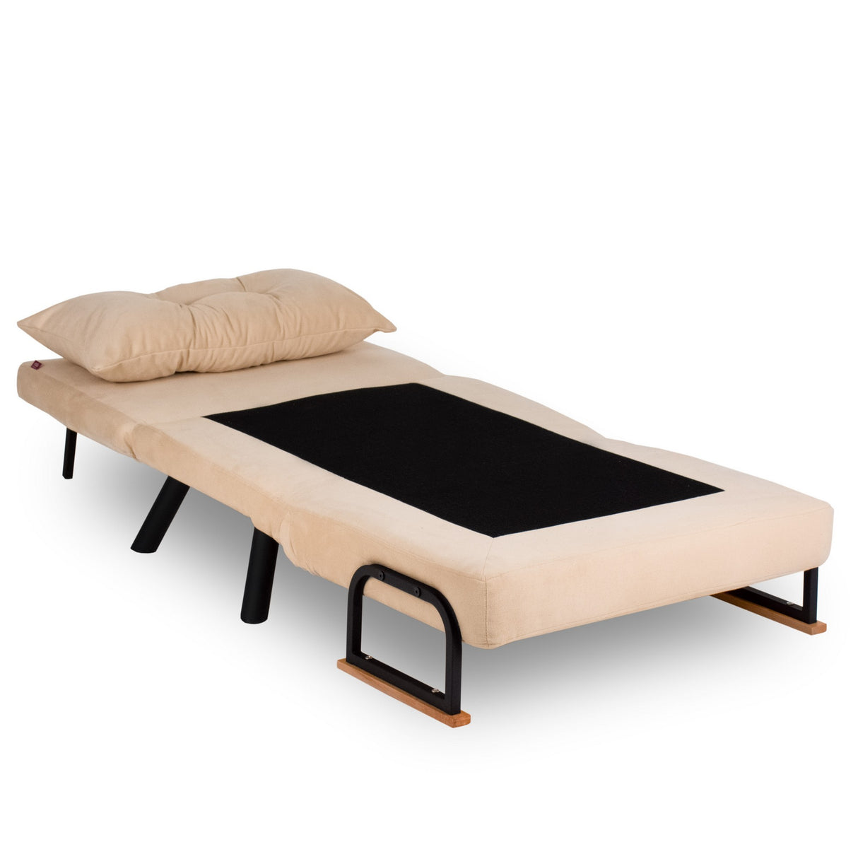 Fauteuils - Scandinavische slaapfauteuil Crème stof linnen look Sando - Dimehouse