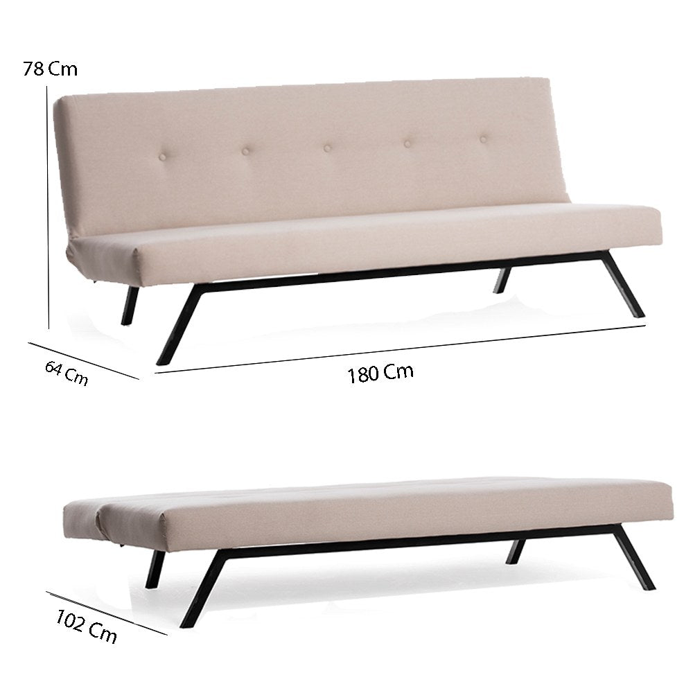 3-personers Sovesofa Zoly Crème Stof - 180 cm - Uden armlæn - Gecapitonneerd