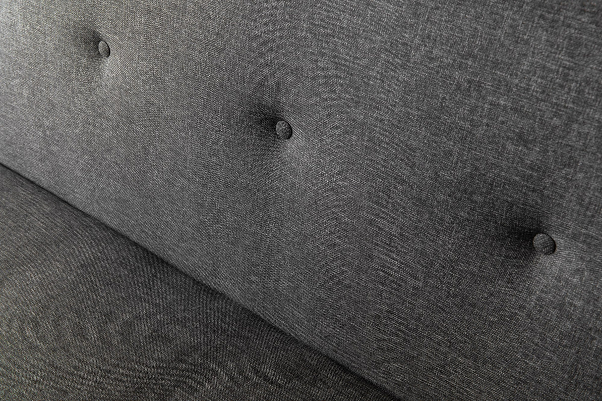 3-personers sovesofa Zoly antracit stof - 180 cm - Uden armlæn - Gecapitonneerd