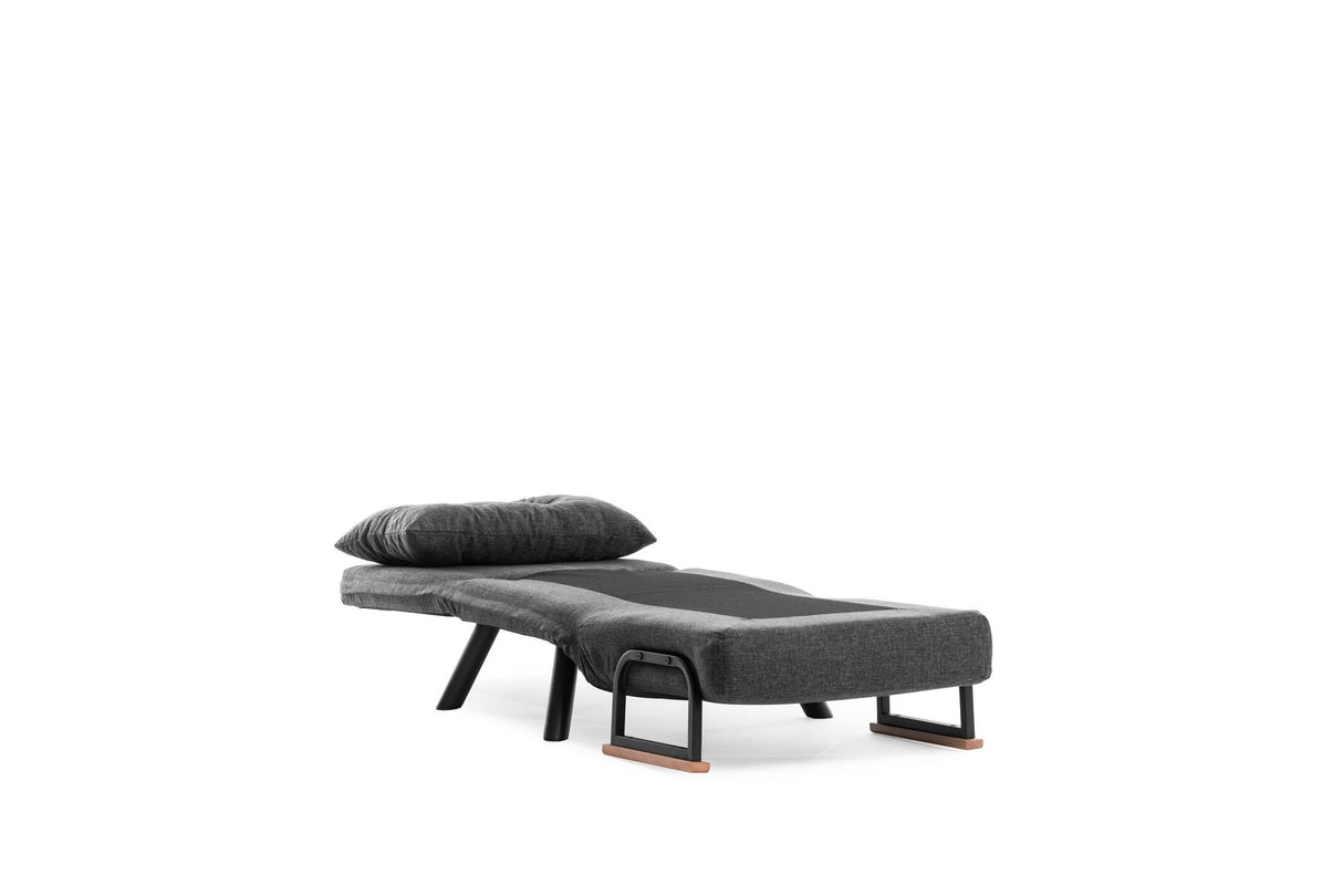 Fauteuils - Scandinavische slaapfauteuil Antraciet gemêleerde stof Sando - Dimehouse