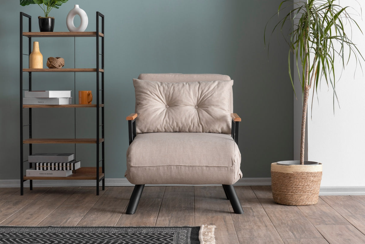 Skandinavisk sovelænestol Taupe stof linned look Sando