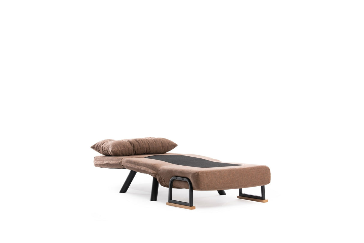 Fauteuils - Scandinavische slaapfauteuil Koper Bruin stof linnen look Sando - Dimehouse