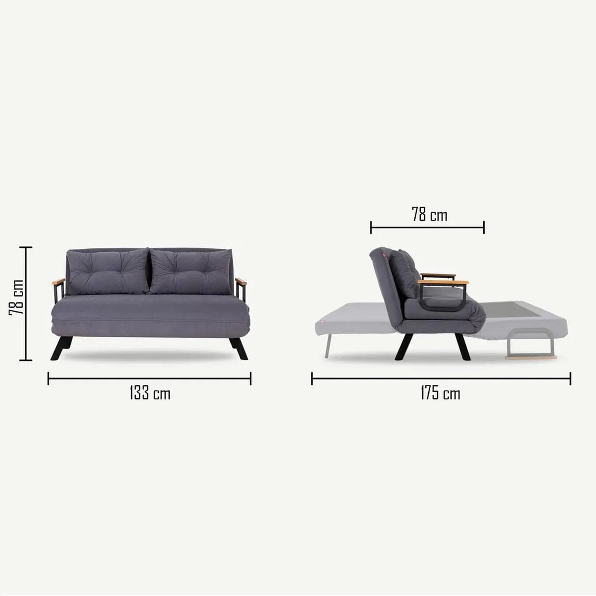 Sovesofa beige hørstof 2 personer - Sando