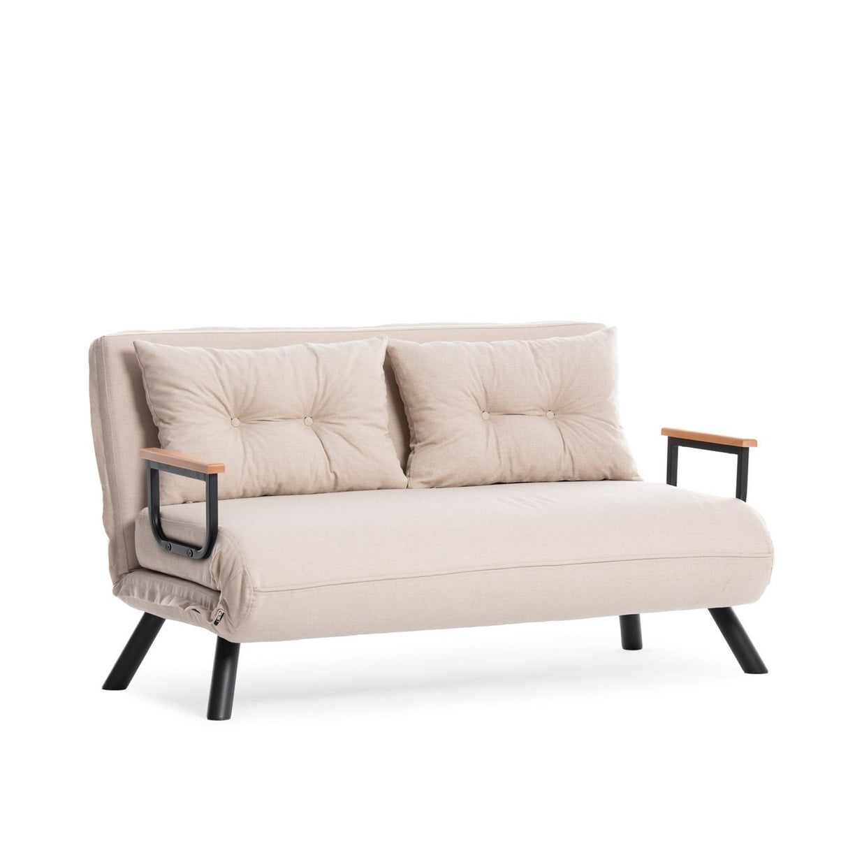 Sovesofa beige hørstof 2 personer - Sando