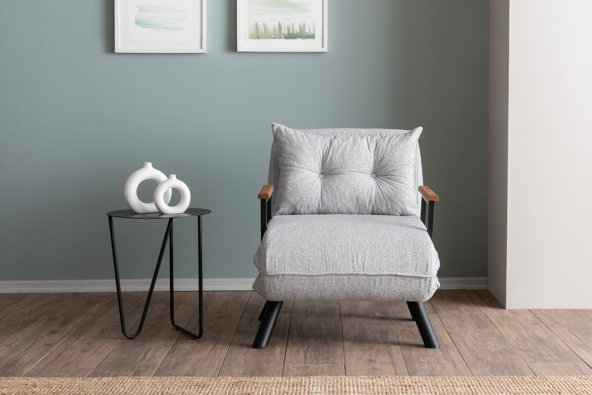 Fauteuils - Scandinavische slaapfauteuil Grijs teddystof Sando - Dimehouse