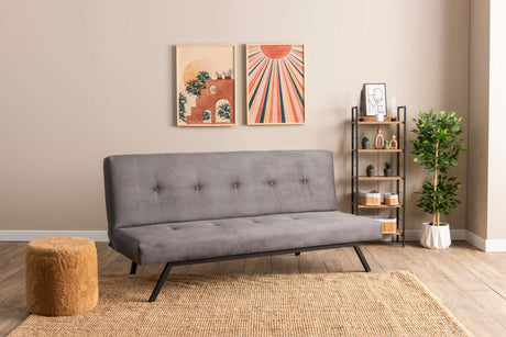 3-personers sovesofa Zoly Grå Stof - 180 cm - Uden armlæn - Knapper