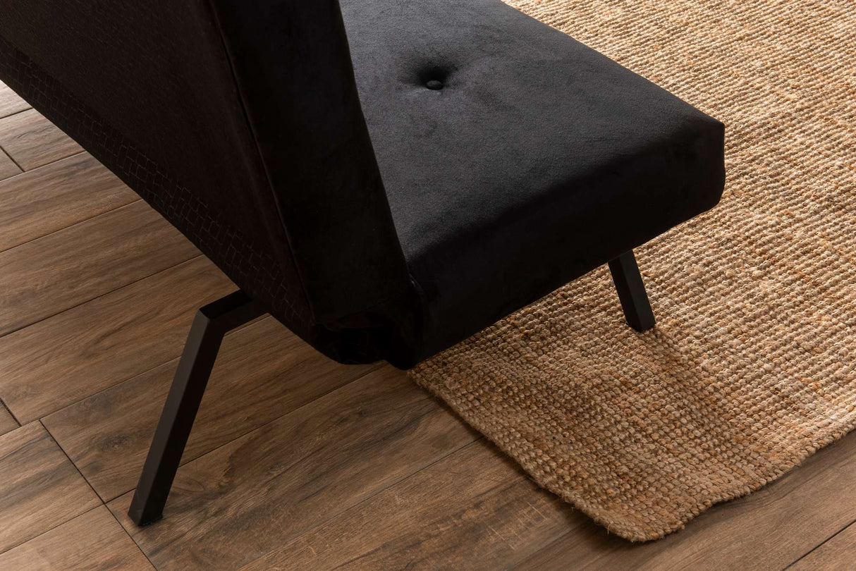 3-personers Sovesofa Zoly Sort Stof - 180 cm - Uden armlæn - Gecapitonneerd