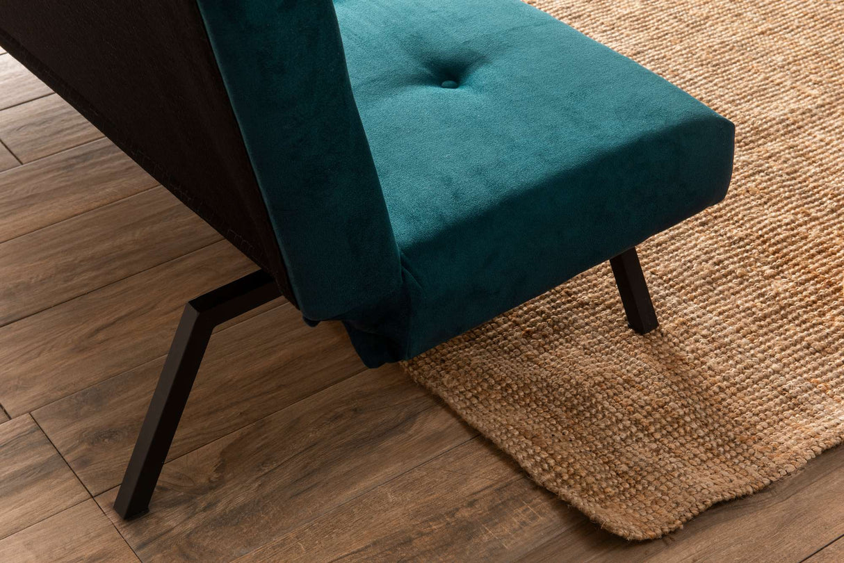 3-personers sovesofa Zoly petrol grøn stof - 180 cm - Uden armlæn - Gecapitonneerd