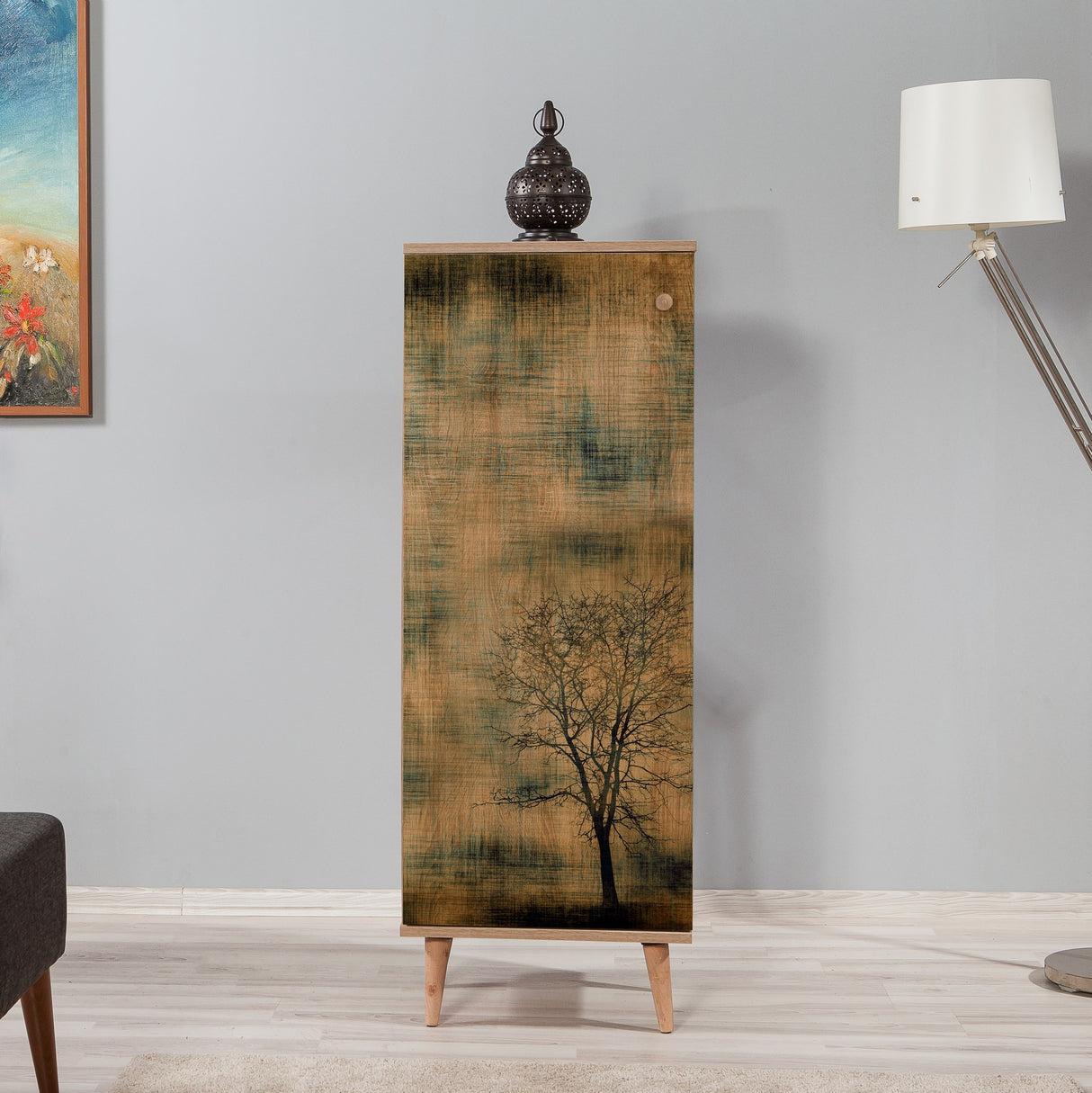 Schoenenkasten - Schoenenkast Filinta Sonoma Eik Boom Melamine 50x135x38 cm - Dimehouse