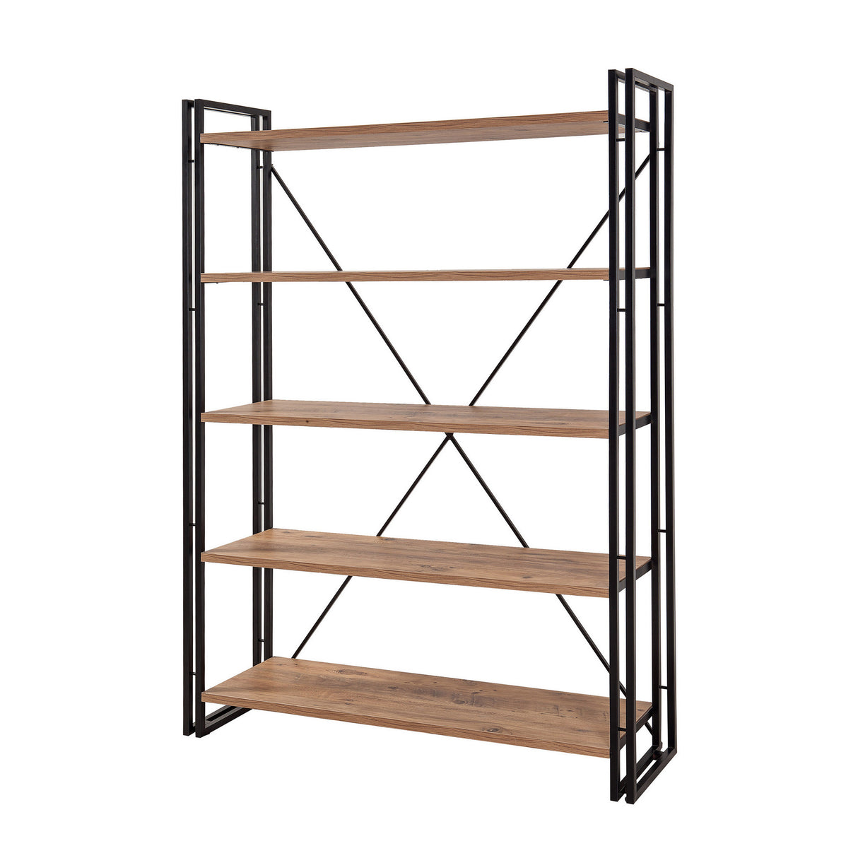 Industriel reol fyrretræ melamin sort metal Cosmo 130x180x35 cm