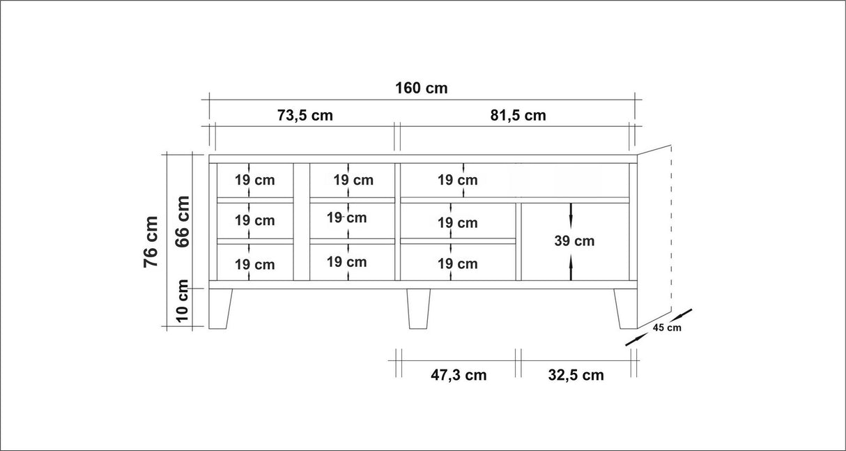 Skænk Marina Mila Atlantic Pine Wood Melamin 160x76x45 cm