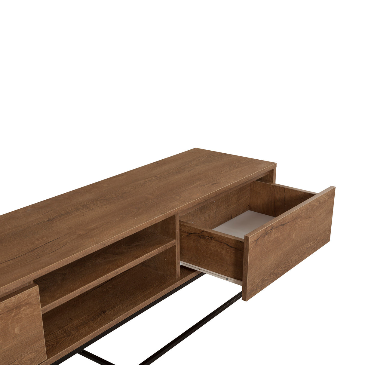 TV Meubels - TV Meubel Rodez Walnoot Zwart Melamine 180x50x40 cm - Dimehouse