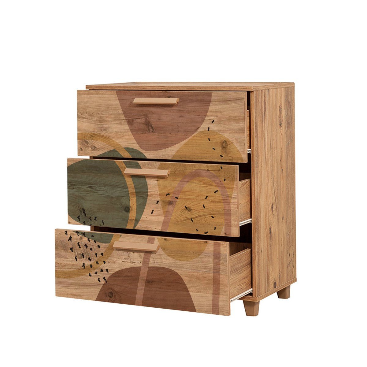 Ladekasten - Ladekast Leva Atlantisch Dennenhout Melamine 80x95x43 cm - Dimehouse