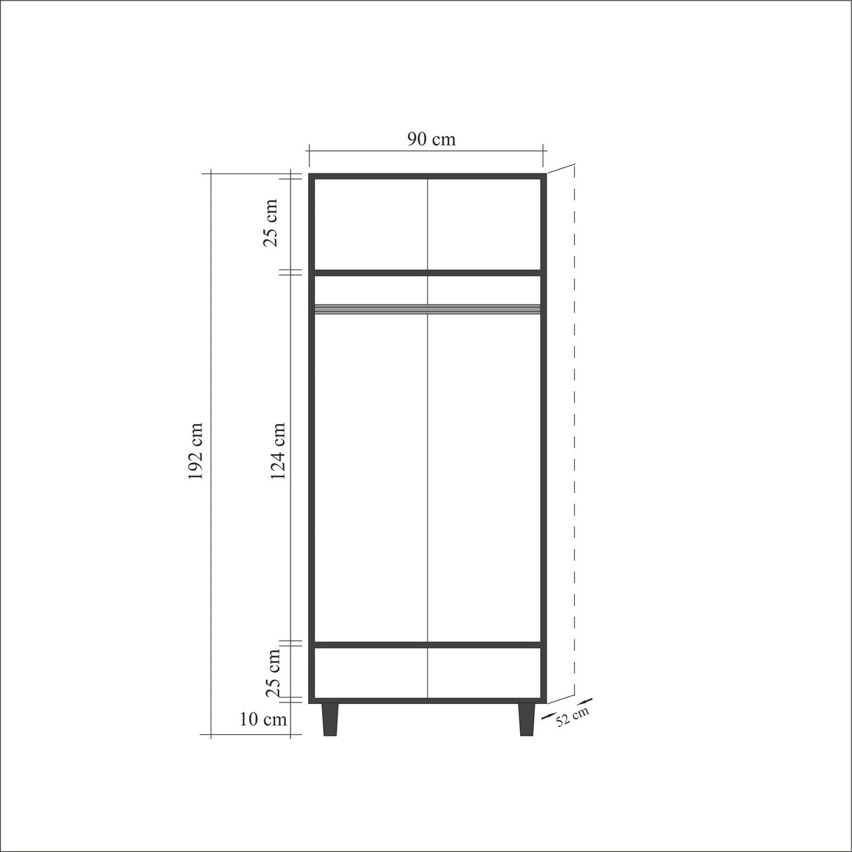 Kledingkasten - Kledingkast Stil Sonoma Eik Melamine 90x192x52 cm - Dimehouse