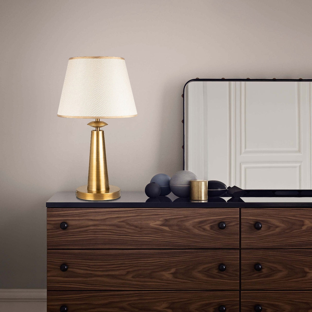 Bordlampe Kobberfarvet Stof Arboria