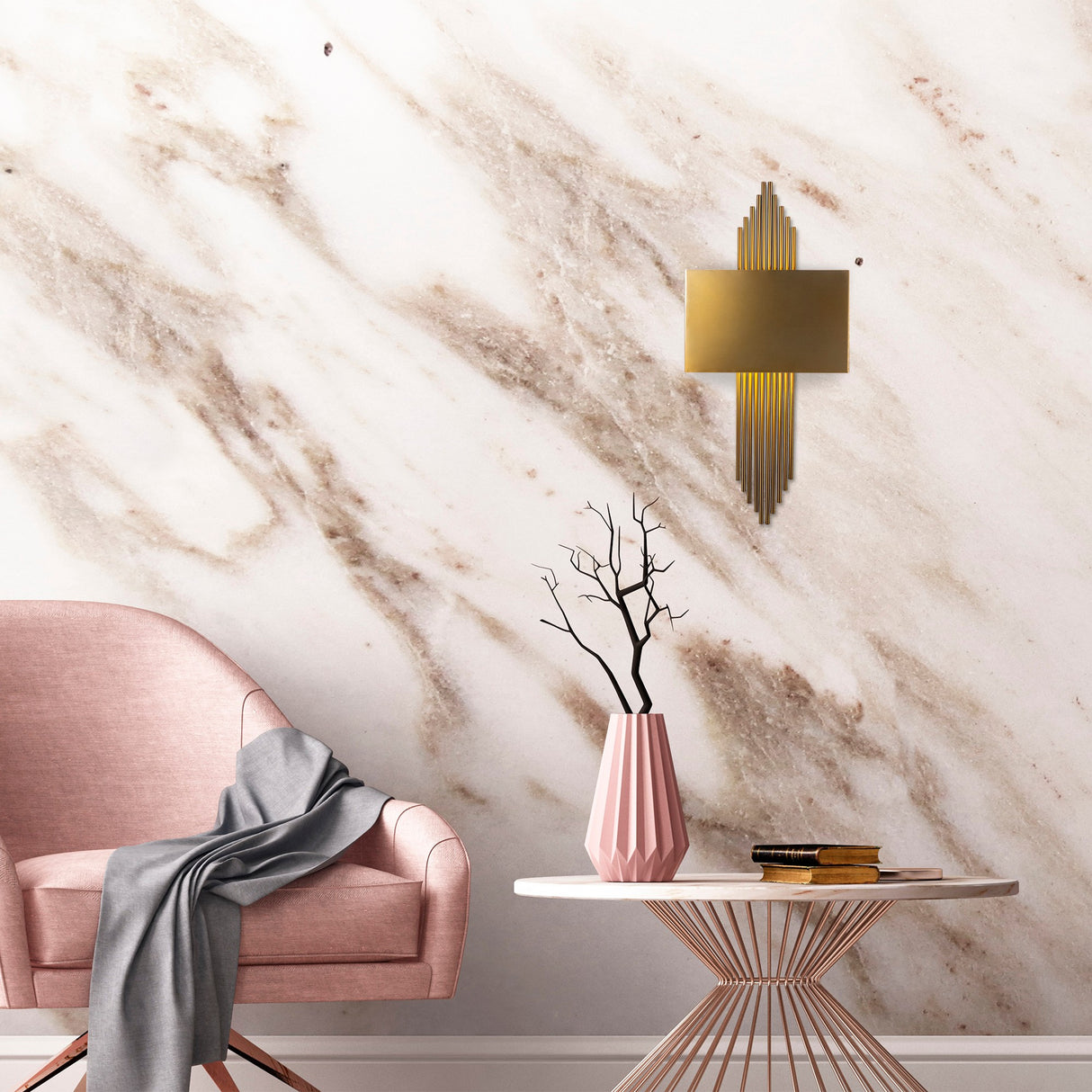 Væglampe i bronsefarget metal Andes