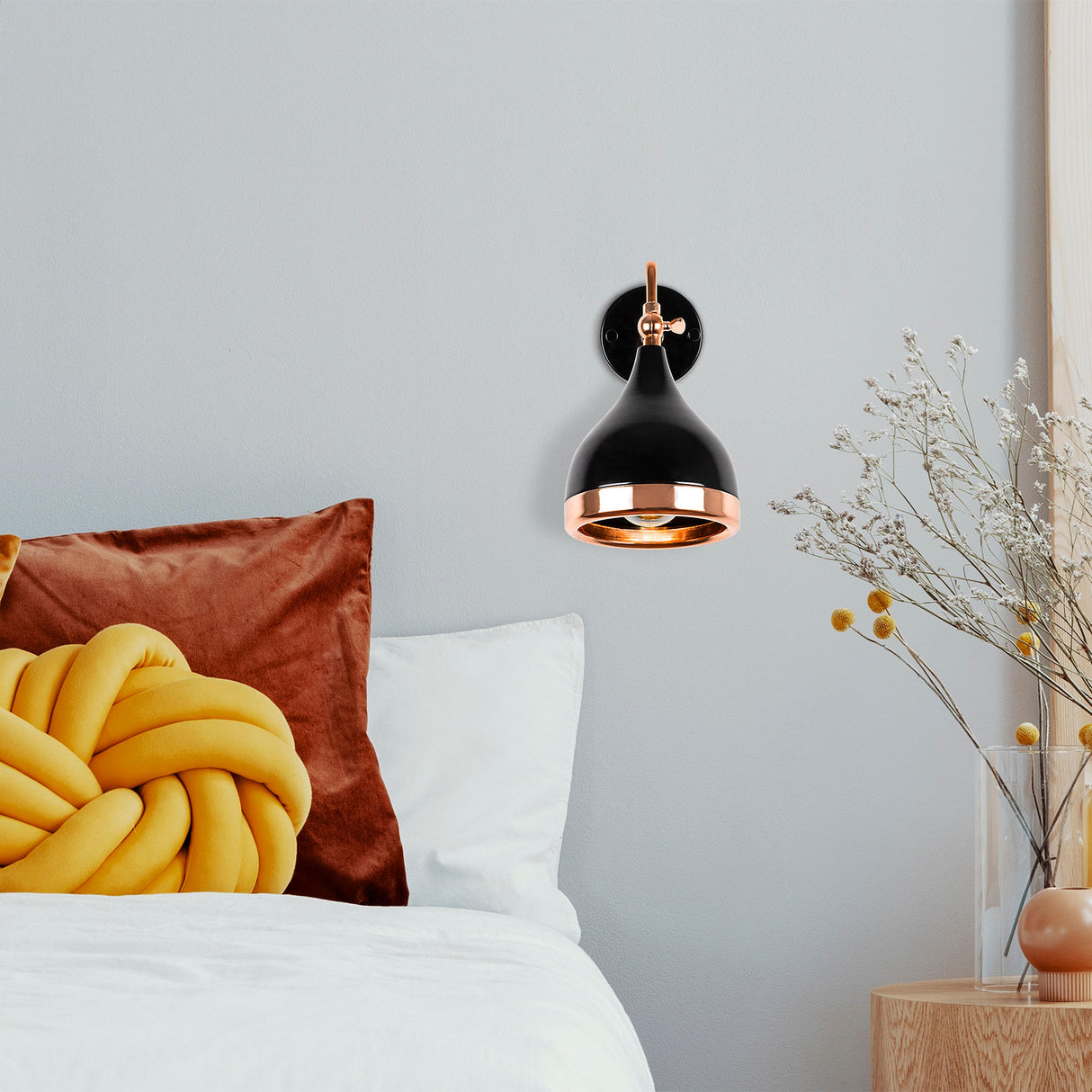 Væglampe Sort Kobber Metal Greb