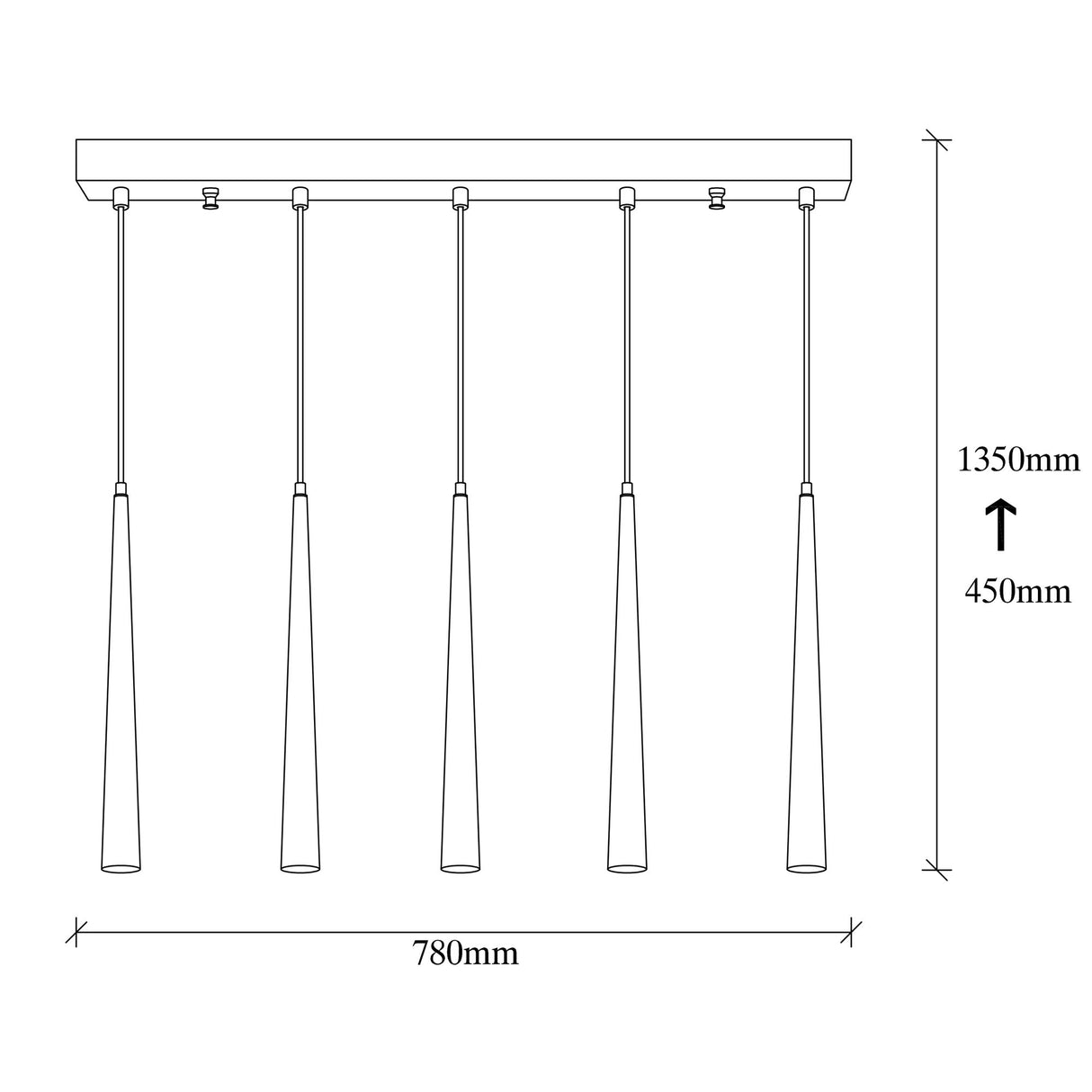 Hængelampe 5-lys Sort Metal Vox