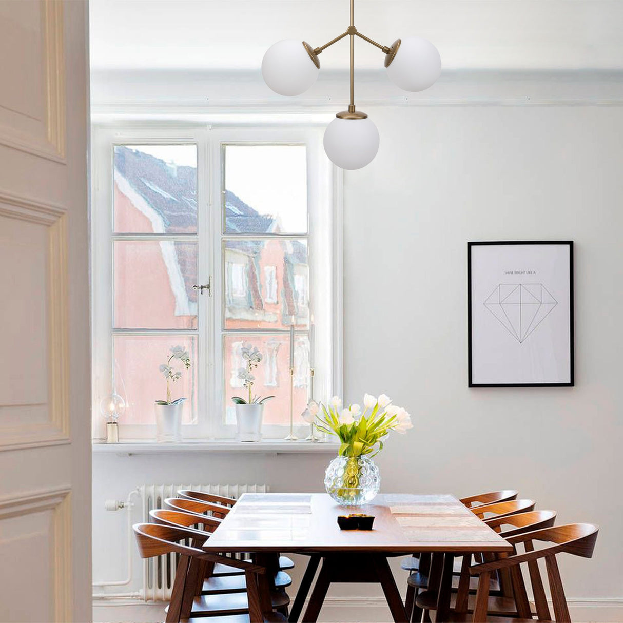 Hængelampe 3-lys Hvid Glas Polaris