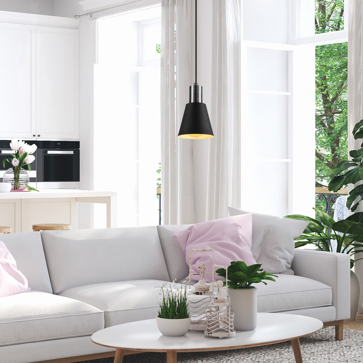 Hængelampe Sort Nickel Metal Velora