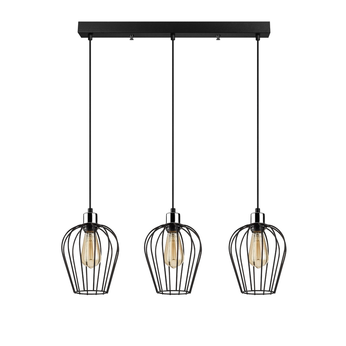 Hængelampe 3-lys Sort Metal Predator
