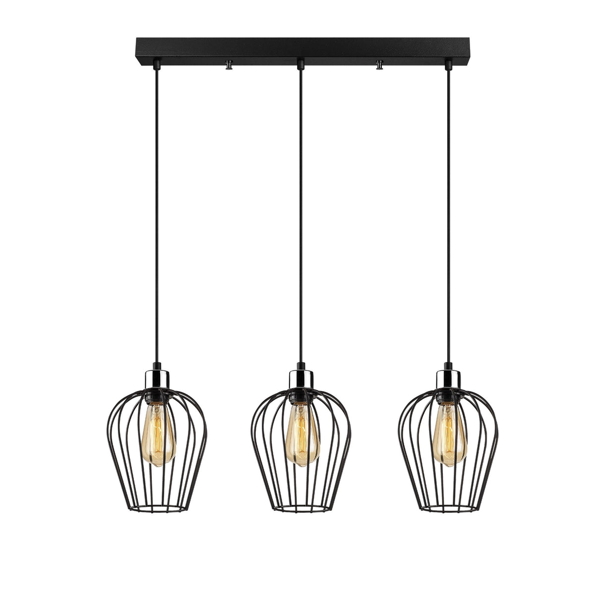 Hængelampe 3-lys Sort Metal Predator