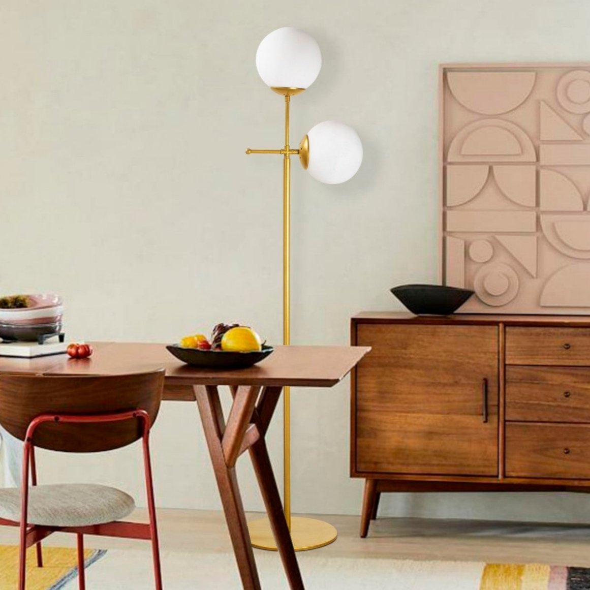 Gulvlampe Guld Glas Perla