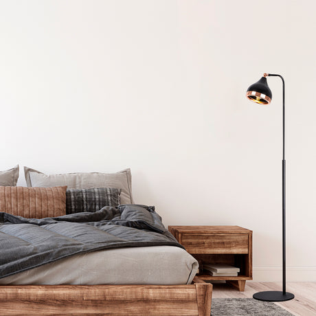 Gulvlampe Sort Kobber Metal Greb