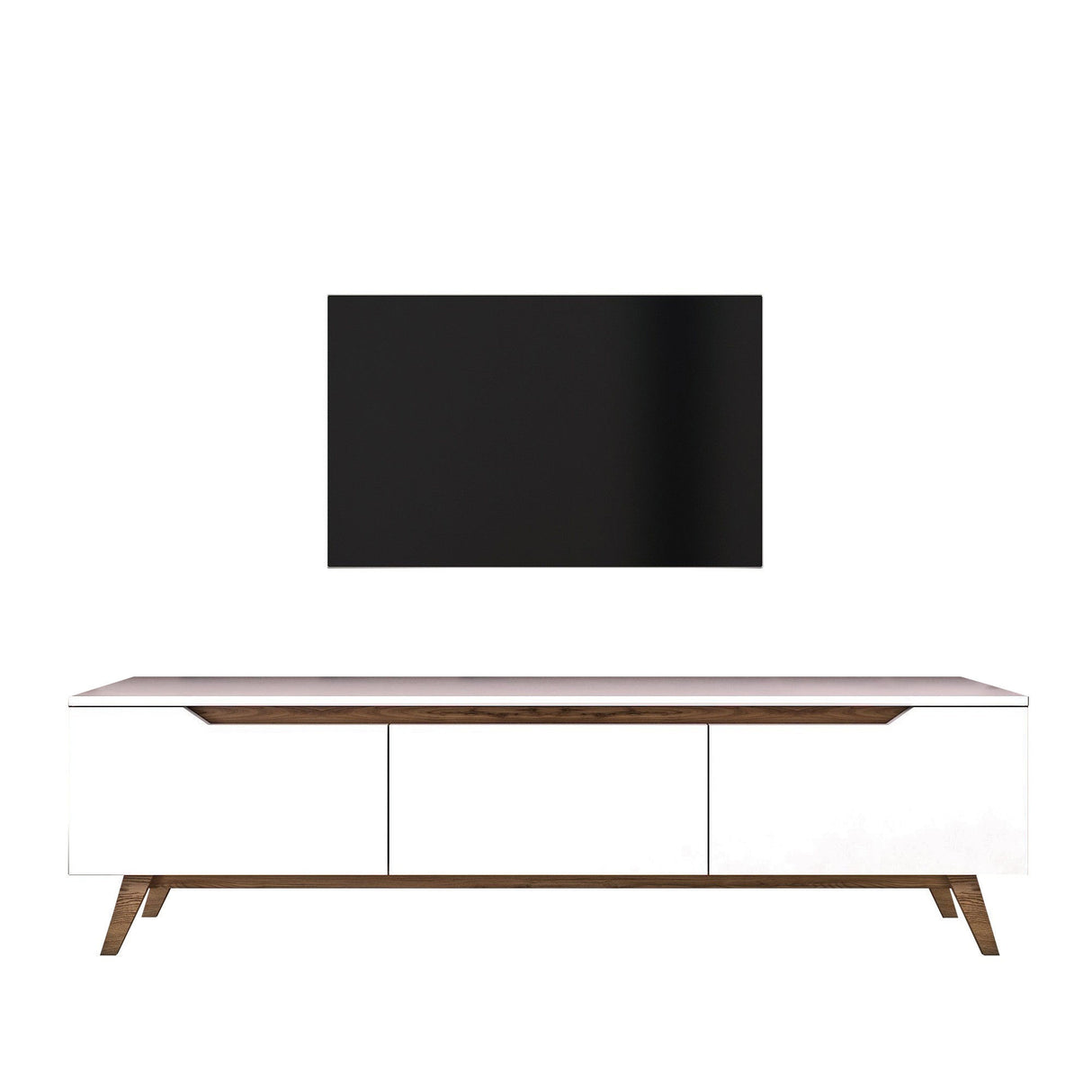 TV Meubels - TV Meubel Osiris Wit Donker Walnoot Melamine 180x48,6x35 cm - Dimehouse